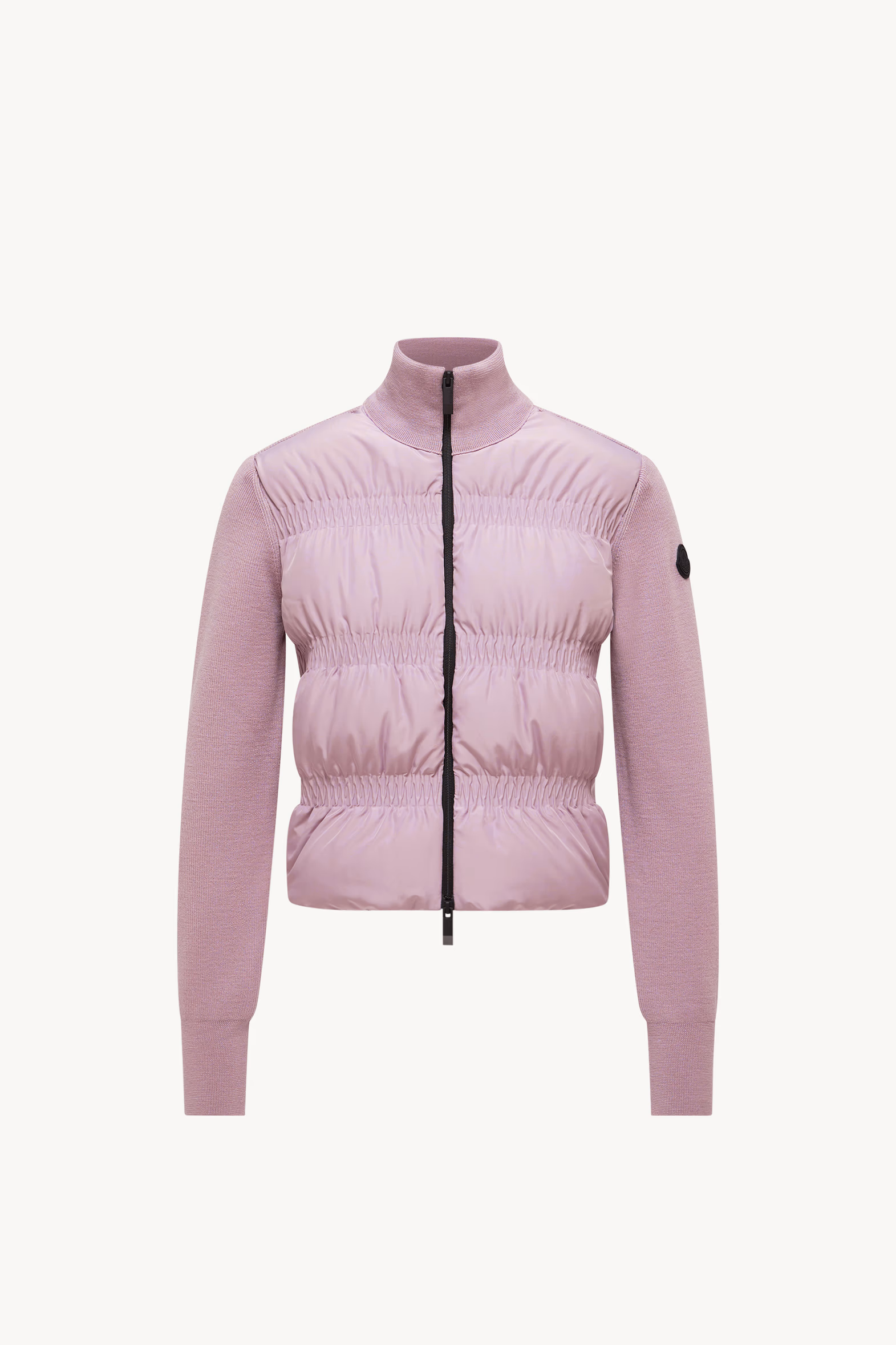 Padded Wool Zip-Up Cardigan Women Dusty Pink Moncler 2